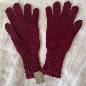 NWT J. Crew Burgundy Cashmere Knit Gloves